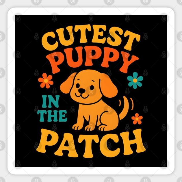 Cutest Puppy in the Patch Funny Dog Autumn Halloween Graphic Magnet by MakerMind8.2